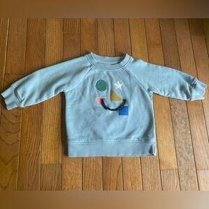 Hanna Andersson Blue Crew Neck Smiley Face Sweatshirt